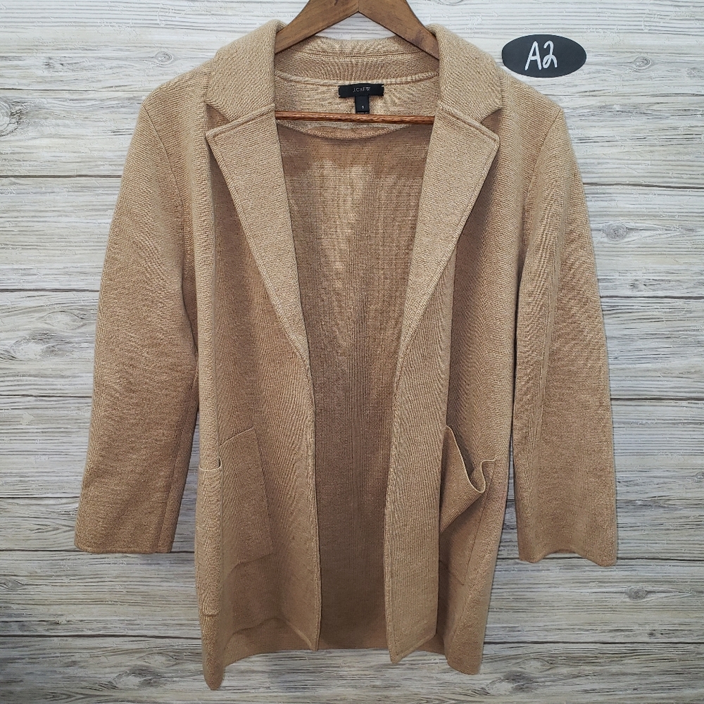 J Crew Tan Wool Sweater Blazer